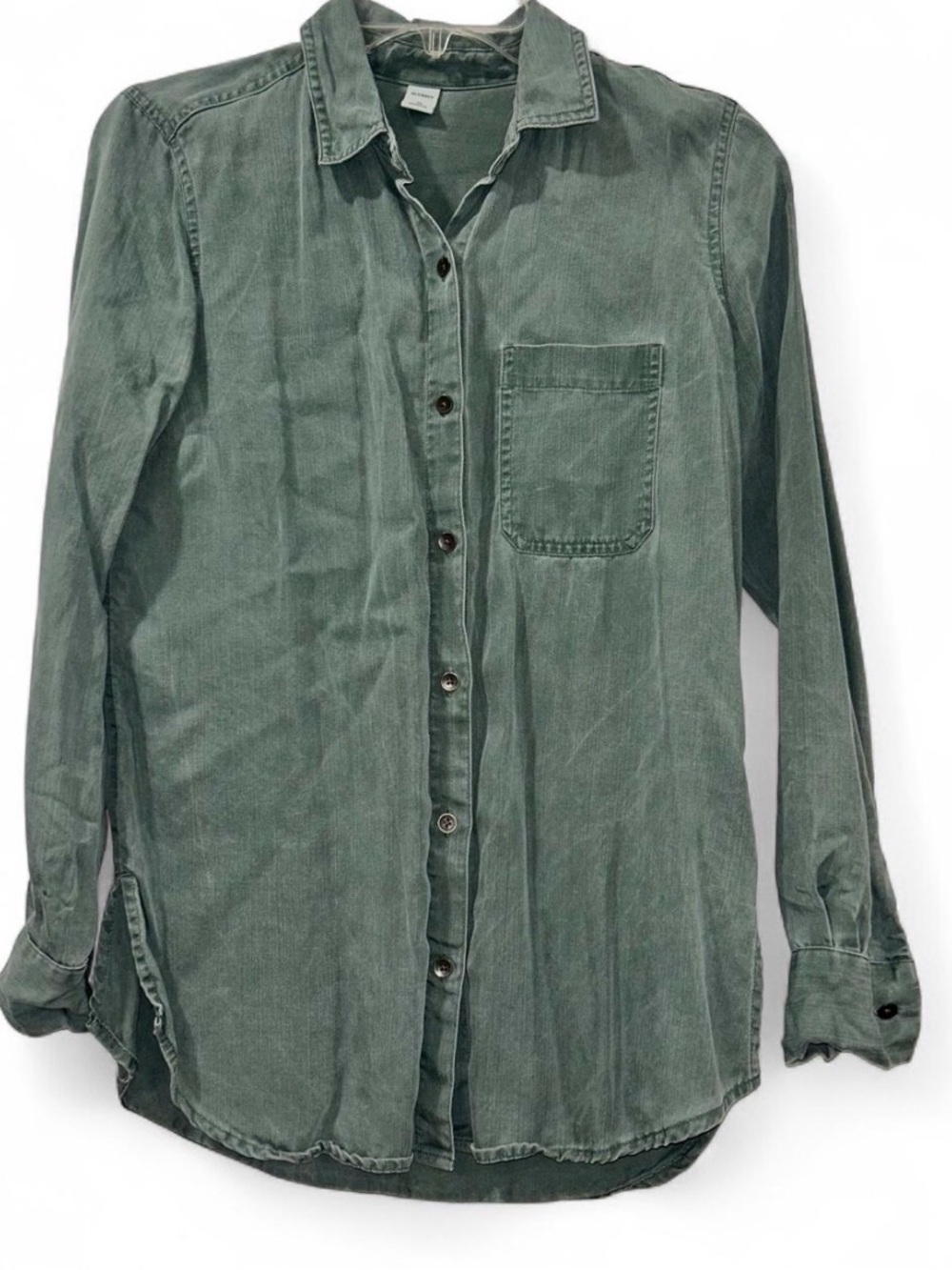 Old Navy Green Denim Button Down Shirt Women’s XS